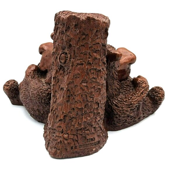 Pecan Shell Resin Bears No Fishing Figure Red Mill MFG Vintage 1990s 6 Inch - Picture 5 of 15